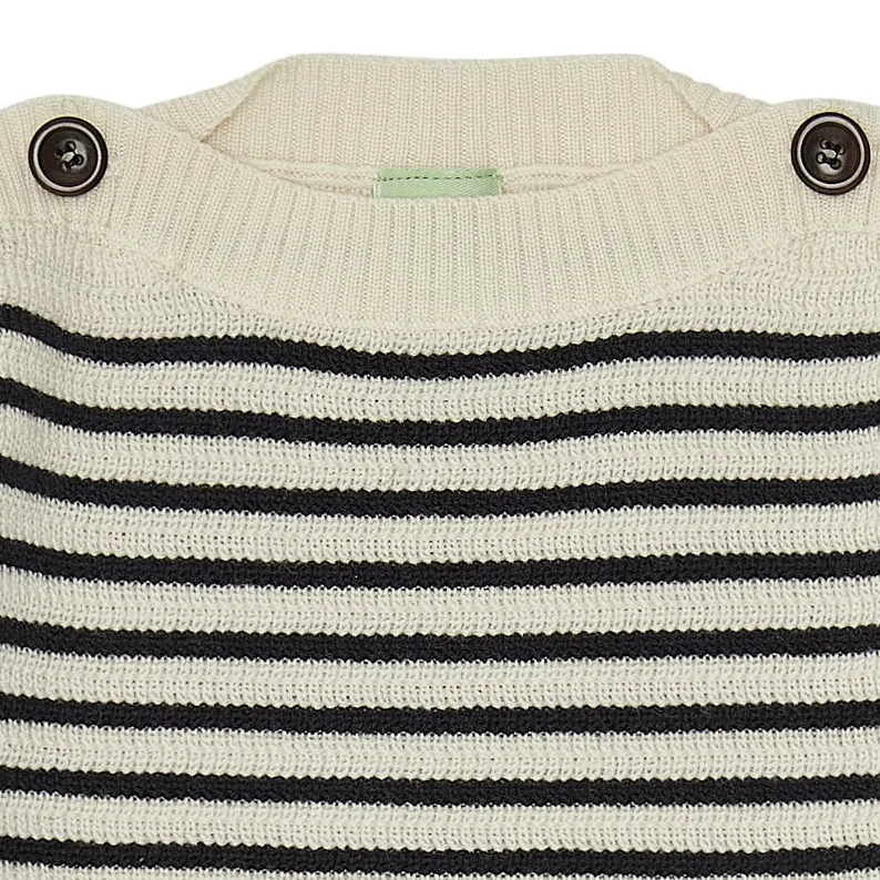 Pull col bateau - écru/marine foncé - FUB – Image 2