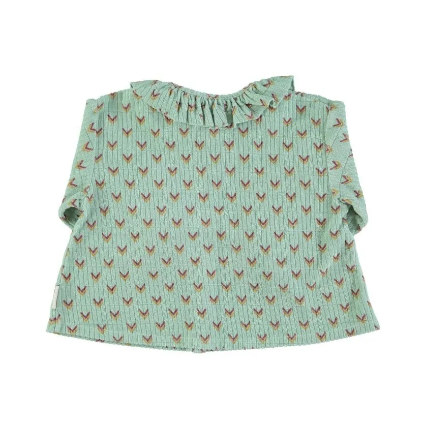 Blouse en tissu éponge - vert avec flèches multicolores - Piupiuchick – Image 2