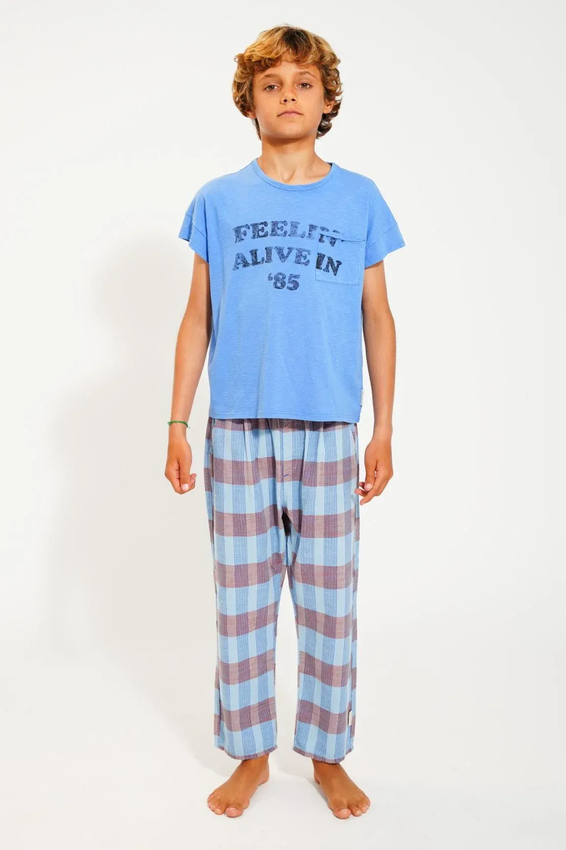 T-shirt - bleu avec imprimé "feelin' alive" - Piupiuchick – Image 3
